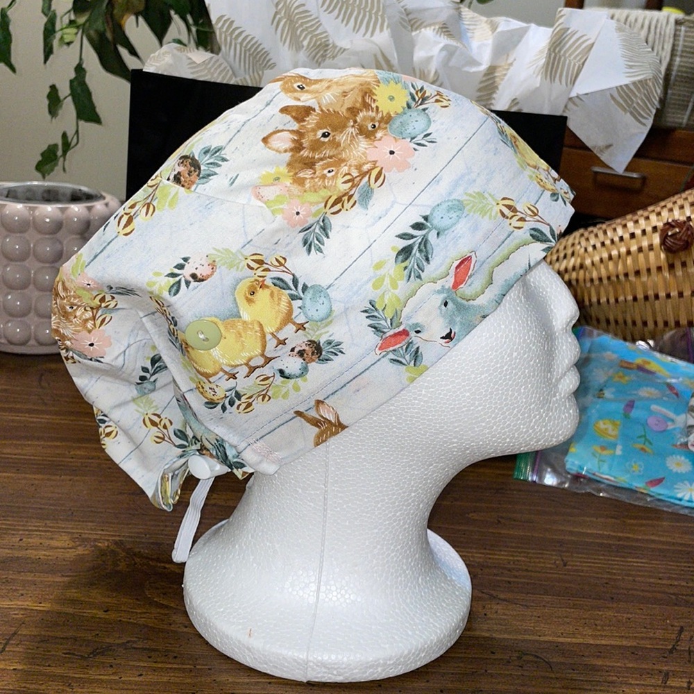 Women’s bunny/Easter Euro scrub cap NEW